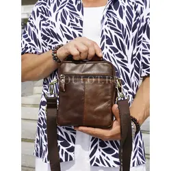 Сумка мужская кросс-боди из натуральной кожи Ryff Ryder коричневая