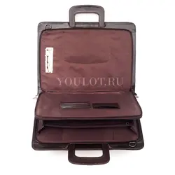 Папка-портфель Briefcase 2882-15 BROWN коричневого цвета кожаная