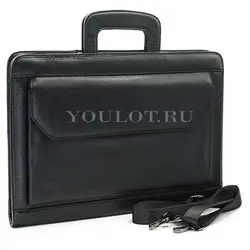 Папка-портфель на молнии Briefcase 2887-01 BLACK с двумя отделами черная
