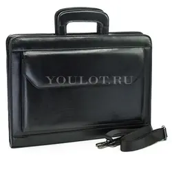 Папка-портфель Briefcase 2887-18 BLACK с ремнем через плечо и застежкой-молнией черная