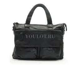 Мужской кожаный портфель Briefcase 33666# Black черного цвета