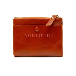 Маленький кошелек женский Briefcase кожаный светло-коричневый