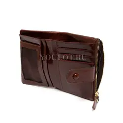 Маленький кошелек женский Briefcase кожаный кофейный