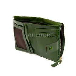 Маленький кошелек женский Briefcase кожаный зеленый