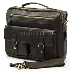 Мужской кожаный портфель Briefcase 7120# с плечевым ремнем