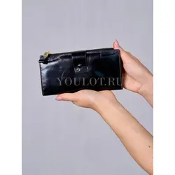 Кошелек портмоне женское Briefcase из натуральной кожи черный