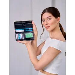 Кошелек портмоне женское Briefcase из натуральной кожи черный