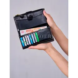 Кошелек портмоне женское Briefcase из натуральной кожи черный