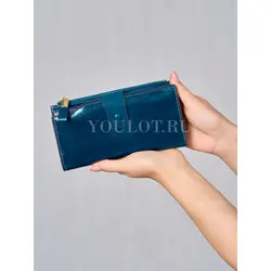 Женский кошелек из натуральной кожи Briefcase синий