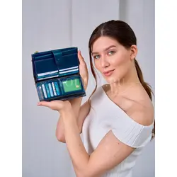 Женский кошелек из натуральной кожи Briefcase синий