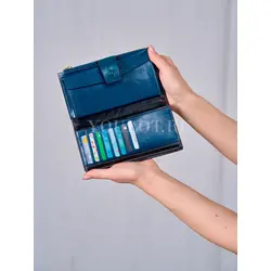 Женский кошелек из натуральной кожи Briefcase синий