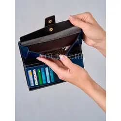Женский кошелек из натуральной кожи Briefcase синий