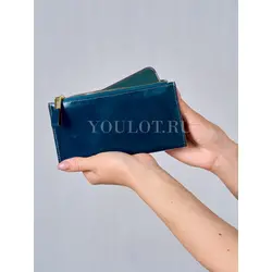 Женский кошелек из натуральной кожи Briefcase синий