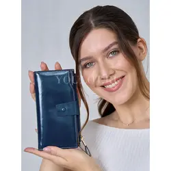 Женский кошелек из натуральной кожи Briefcase синий