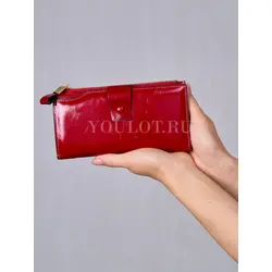 Женский кошелек для телефона, карт, денег Briefcase из натуральной кожи красный