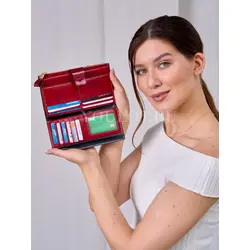 Женский кошелек для телефона, карт, денег Briefcase из натуральной кожи красный