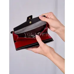 Женский кошелек для телефона, карт, денег Briefcase из натуральной кожи красный