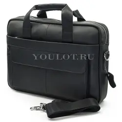 Мужской кожаный портфель Briefcase 9036 Black для работы и повседневного использования