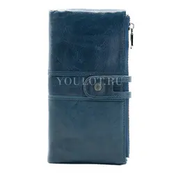 Женский кошелек для карт и наличных Briefcase C2152 из премиальной кожи синий