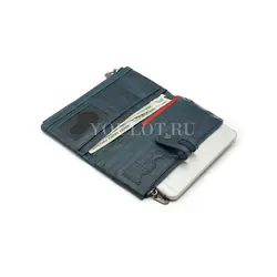 Женский кошелек для карт и наличных Briefcase C2152 из премиальной кожи синий