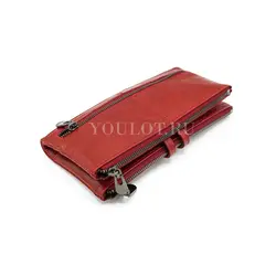 Кошелек женский красный Briefcase из натуральной кожи на кнопке