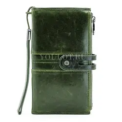 Практичный женский кошелек из кожи Briefcase C2156 с отделением для телефона темно-зеленый