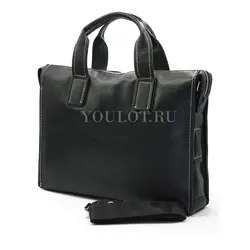 Мужской кожаный портфель Briefcase KR2804 Black через плечо для документов