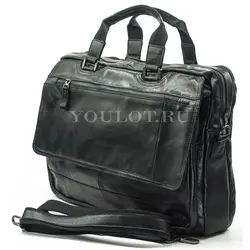 Мужской кожаный портфель Briefcase СМ1\Г BLACK (1) для документов и ноутбука