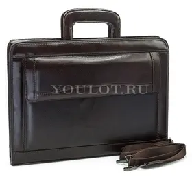 Папка‑портфель мужская Briefcase 2881-15 BROWN с ремнем через плечо