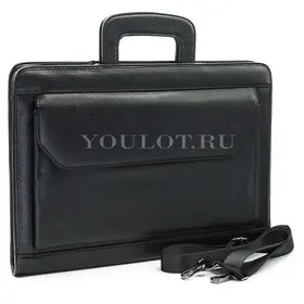 Папка-портфель на молнии Briefcase 2887-01 BLACK с двумя отделами черная