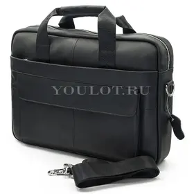Мужской кожаный портфель Briefcase 9036 Black для работы и повседневного использования