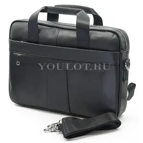Мужской кожаный портфель Briefcase 9037 Black для документов и ноутбука