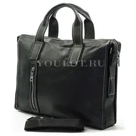 Мужской кожаный портфель Briefcase KR2804 Black через плечо для документов