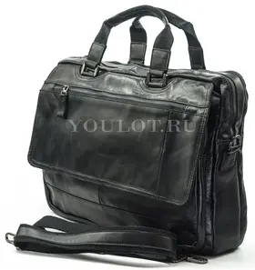 Мужской кожаный портфель Briefcase СМ1\Г BLACK (1) для документов и ноутбука
