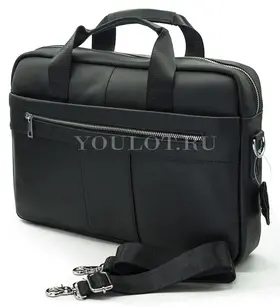 Мужской кожаный портфель Briefcase 9022 Black для работы и повседневного ношения