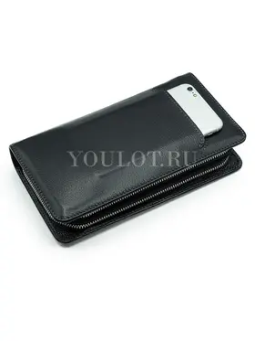 Мужской черный клатч Briefcase 7M-106 кожаный с двумя молниями