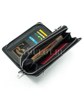 Мужской черный клатч Briefcase 7M-106 кожаный с двумя молниями