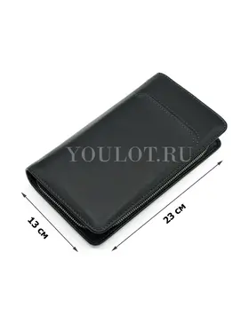 Мужской черный клатч Briefcase 7M-106 кожаный с двумя молниями