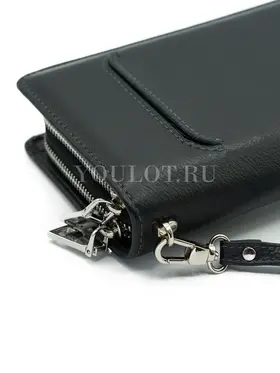 Мужской черный клатч Briefcase 7M-106 кожаный с двумя молниями