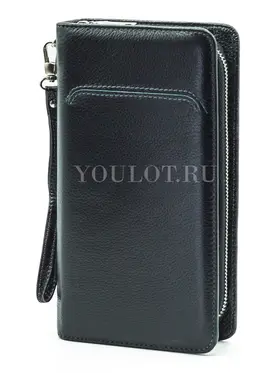 Мужской черный клатч Briefcase 7M-106 кожаный с двумя молниями