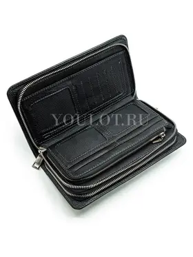 Мужской черный клатч Briefcase 7M-106 кожаный с двумя молниями