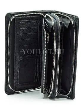 Мужской черный клатч Briefcase 7M-106 кожаный с двумя молниями