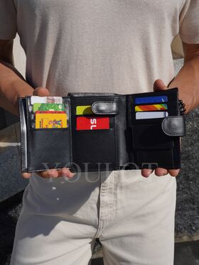 Портмоне для денег и карт кожаное