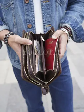 Клатч мужской Briefcase 9069 для телефона и паспорта кожаный коричневый