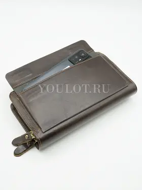 Клатч мужской Briefcase 9069 для телефона и паспорта кожаный коричневый