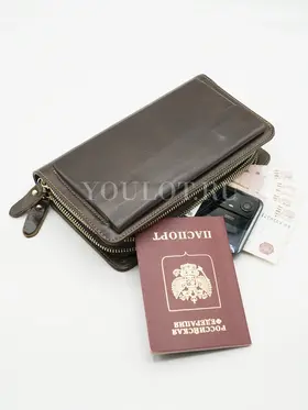 Клатч мужской Briefcase 9069 для телефона и паспорта кожаный коричневый