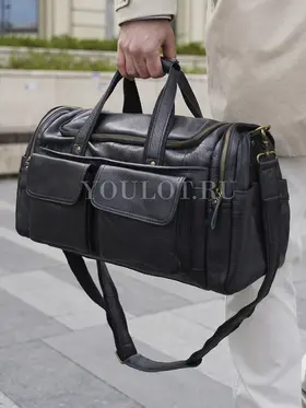 Сумка дорожная из натуральной кожи с двумя карманами