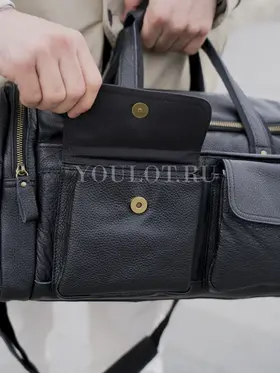 Сумка дорожная из натуральной кожи с двумя карманами