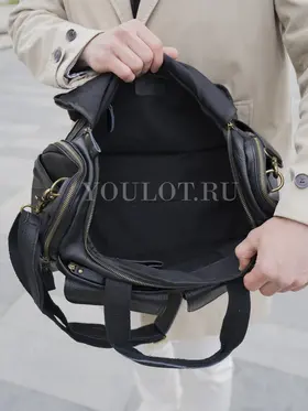 Сумка дорожная из натуральной кожи с двумя карманами