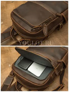 Рюкзак мужской из натуральной кожи для ноутбука 15" и документов A4